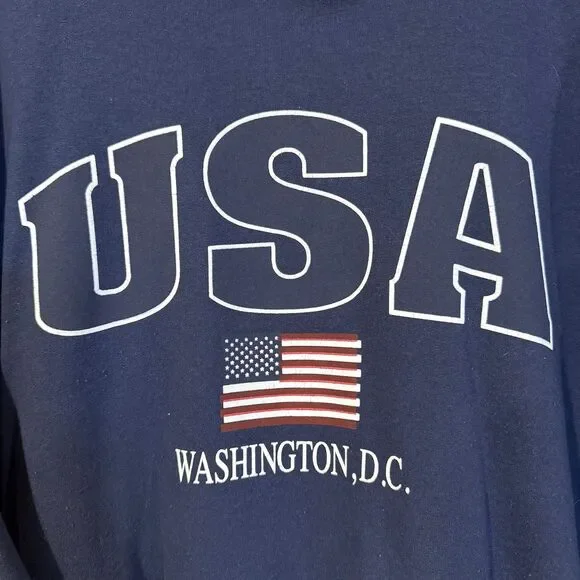 T's By DC Sweatshirt Men's L Navy Blue USA Washington DC 100% Cotton Vintage - Picture 2 of 8